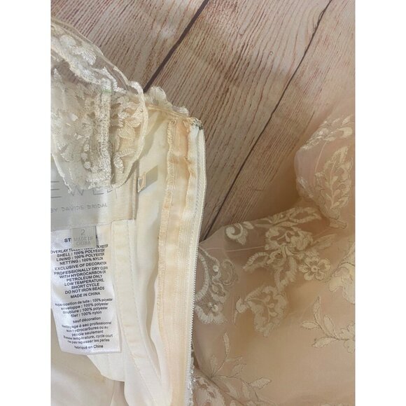 Jewel By David's Bridal Women's Ivory Soft Pink Mesh Wedding Dress - 2 - Picture 14 of 16